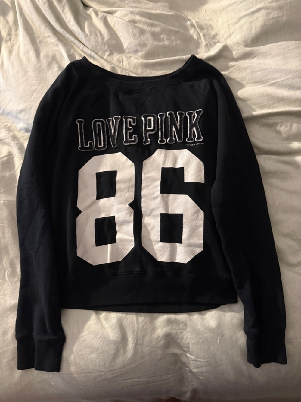 VS PINK Black Crew Neck Sweatshirt